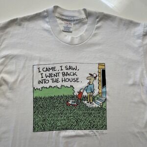 Vintage Shoe Box Greetings Shirt X Large Funny Humor Lawn Mower